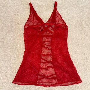 Frederick’s of Hollywood Red Sheer Lace Lingerie Size XXL NWT